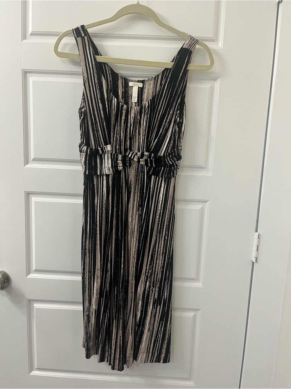 Soma Black and Taupe Striped Midi Dress